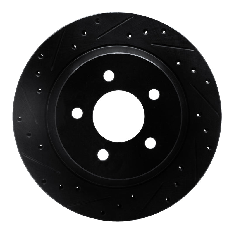 R1 94-04 Ford Mustang Rear Left Drilled & Slotted Black Brake Rotor