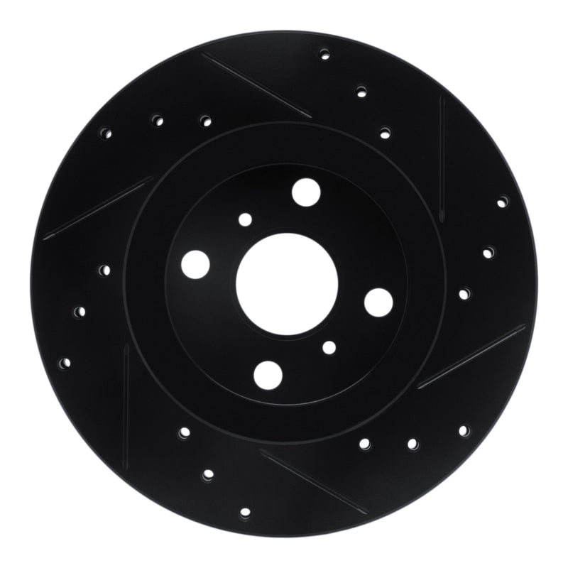 R1 87-92 Geo Prizm Front Left Drilled & Slotted Black Brake Rotor