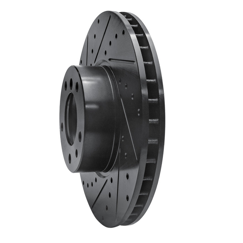 R1 91-01 BMW 740I Front Left Drilled & Slotted Black Brake Rotor