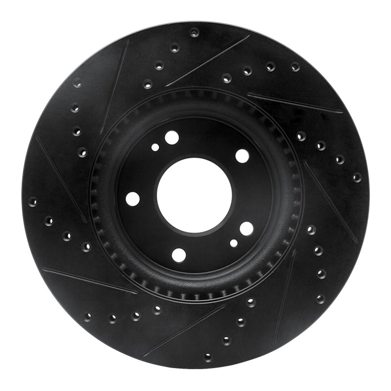 R1 20-25 Hyundai Kona Front Right Drilled & Slotted Black Brake Rotor