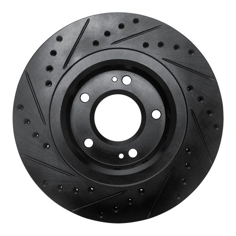 R1 05-22 Mitsubishi Outlander PHEV Front Right Drilled & Slotted Black Brake Rotor