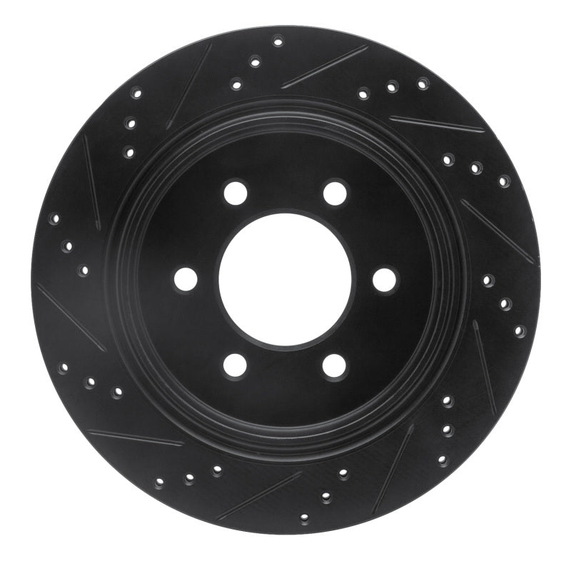 R1 15-17 Ford F-150 RWD Rear Right Drilled & Slotted Black Brake Rotor