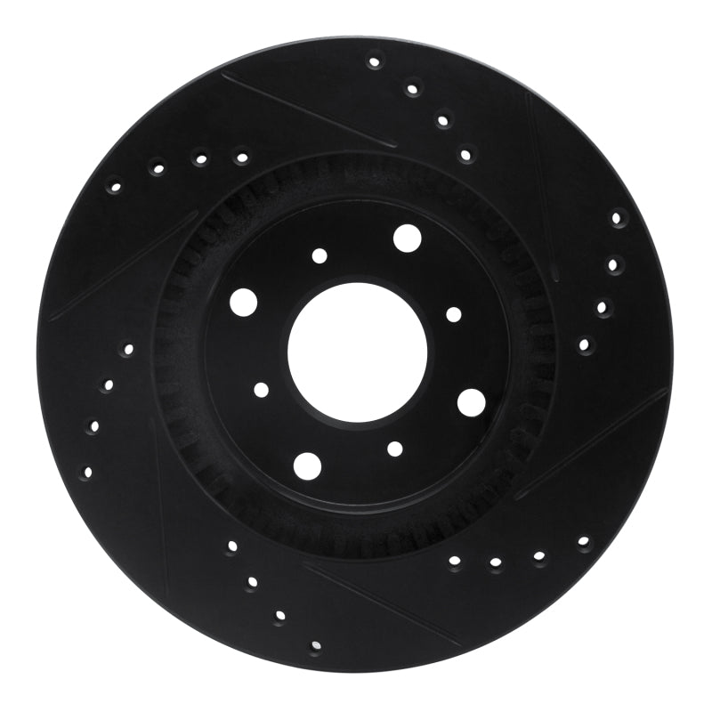 R1 87-90 Acura Legend Front Left Drilled & Slotted Black Brake Rotor