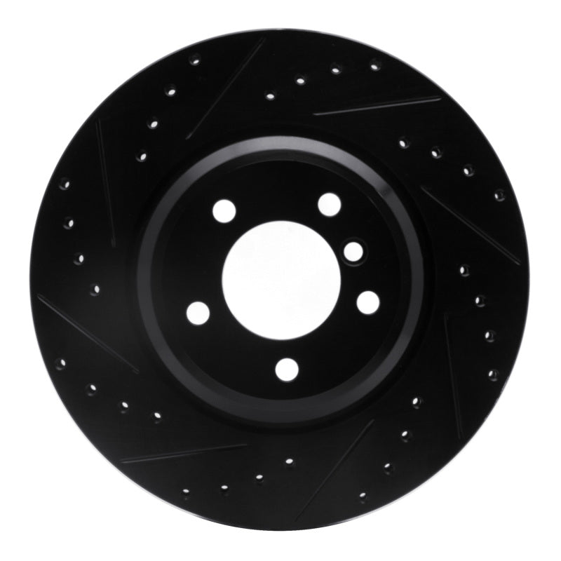 R1 07-15 BMW 335I xDrive Front Left Drilled & Slotted Black Brake Rotor