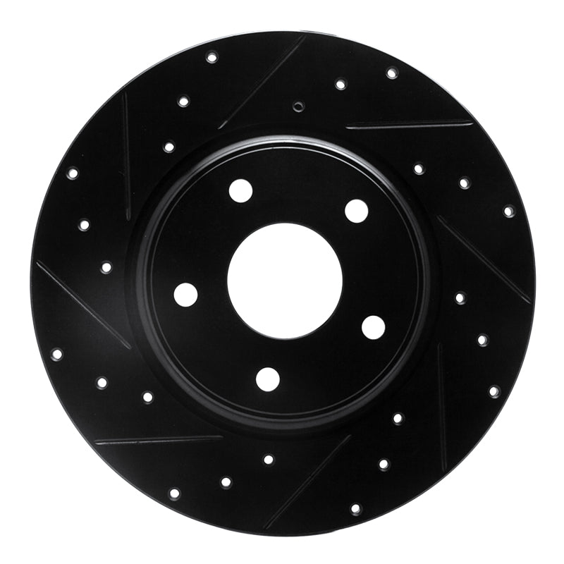 R1 12-20 Chrysler Town & Country Rear Left Drilled & Slotted Black Brake Rotor