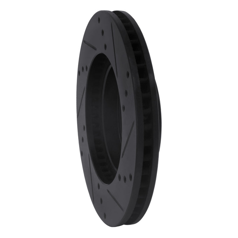 R1 10-17 Lexus CT200H Front Left Drilled & Slotted Black Brake Rotor