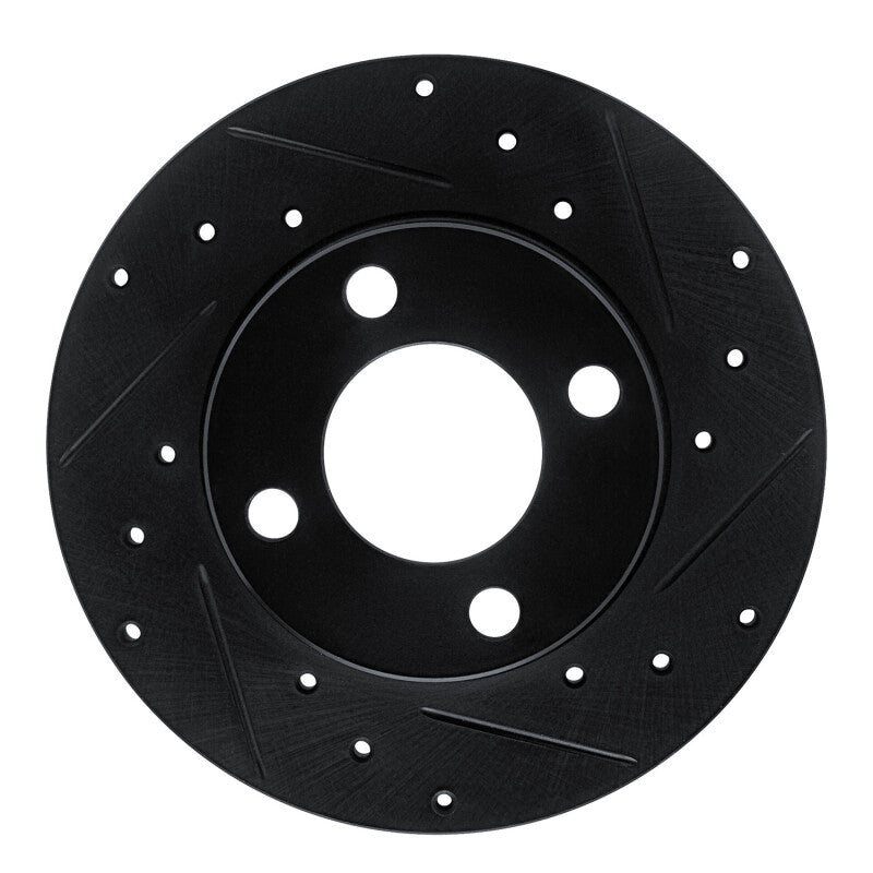 R1 78-85 Audi 5000 Front Right Drilled & Slotted Black Brake Rotor