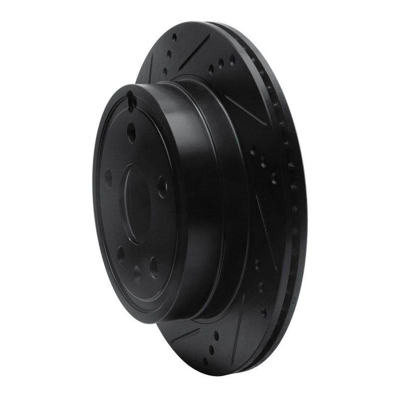R1 10-17 Chevrolet Equinox Rear Left Drilled & Slotted Black Brake Rotor
