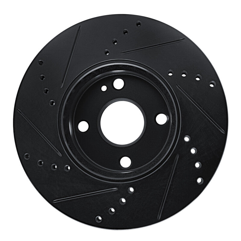 R1 16-25 Mazda 2 (Mexico) Front Right Drilled & Slotted Black Brake Rotor