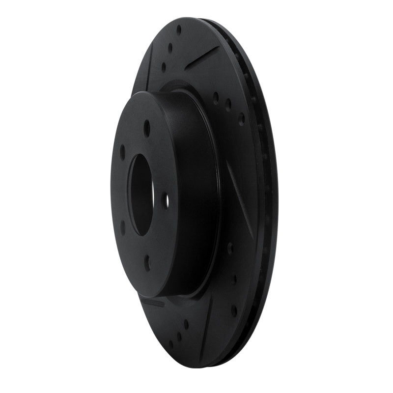 R1 17-25 Nissan X-Trail (Mexico) Rear Left Drilled & Slotted Black Brake Rotor