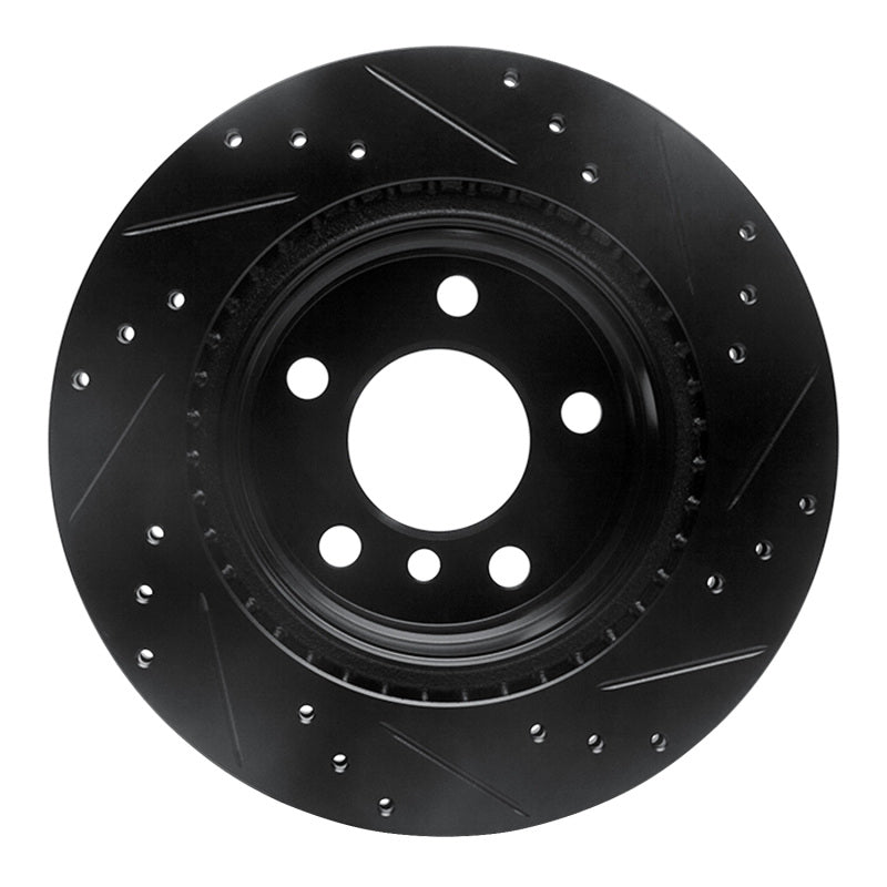 R1 06-21 BMW 228I xDrive Rear Left Drilled & Slotted Black Brake Rotor