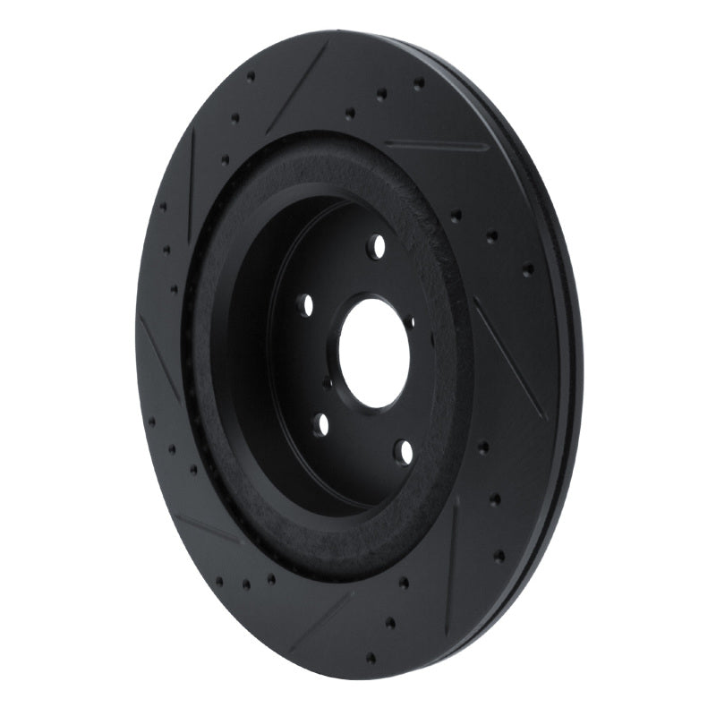 R1 -25 Subaru Ascent Rear Right Drilled & Slotted Black Brake Rotor