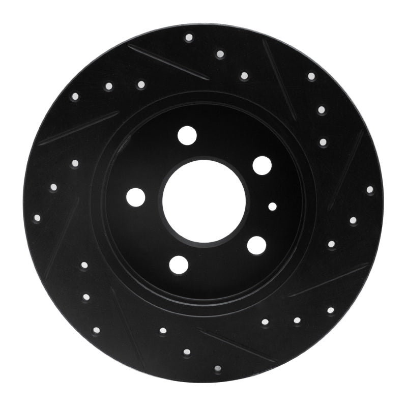 R1 00-09 Audi A4 Quattro Rear Left Drilled & Slotted Black Brake Rotor