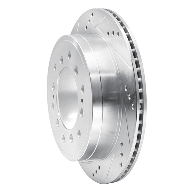 R1 10-24 Lexus GX460 Rear Left Drilled & Slotted Silver Brake Rotor