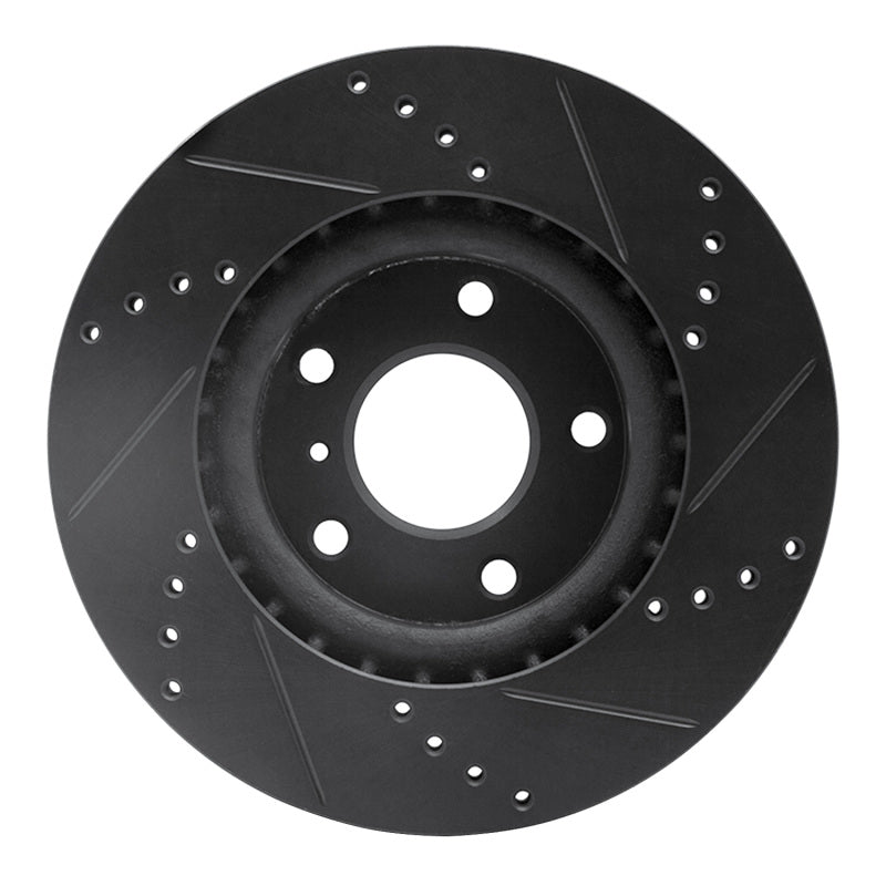 R1 03-05 Infiniti G35 Front Left Drilled & Slotted Black Brake Rotor