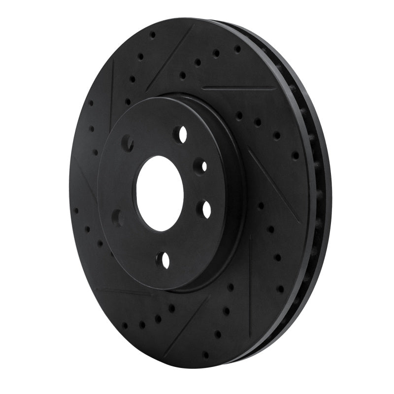 R1 2008-2014 Cadillac CTS Front Left Drilled & Slotted Black Brake Rotor