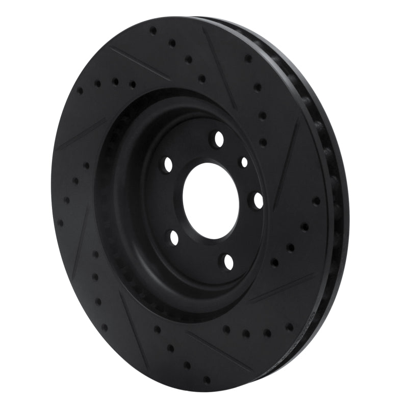 R1 09-10 Ford Taurus SHO Front Left Drilled & Slotted Black Brake Rotor