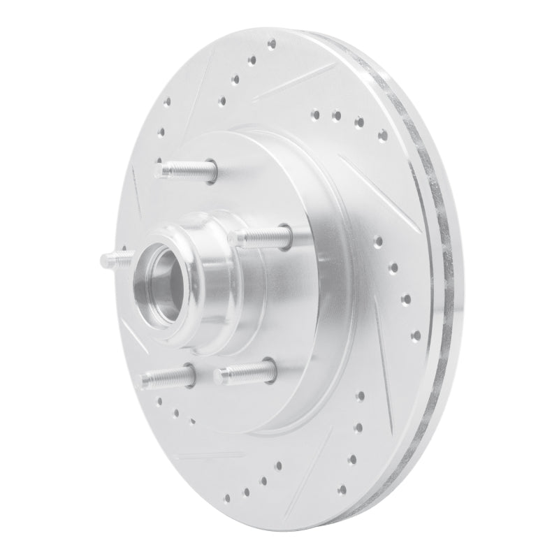 R1 97-99 Ford F-150 RWD Front Left Drilled & Slotted Silver Brake Rotor