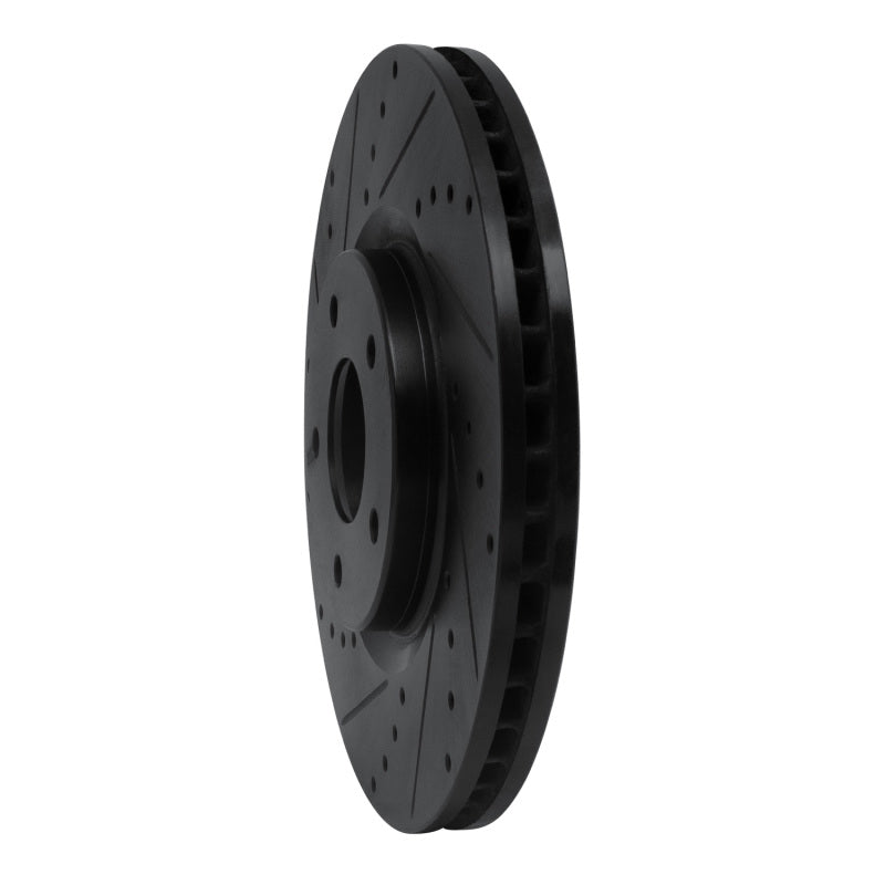 R1 07-17 Nissan Juke Front Left Drilled & Slotted Black Brake Rotor