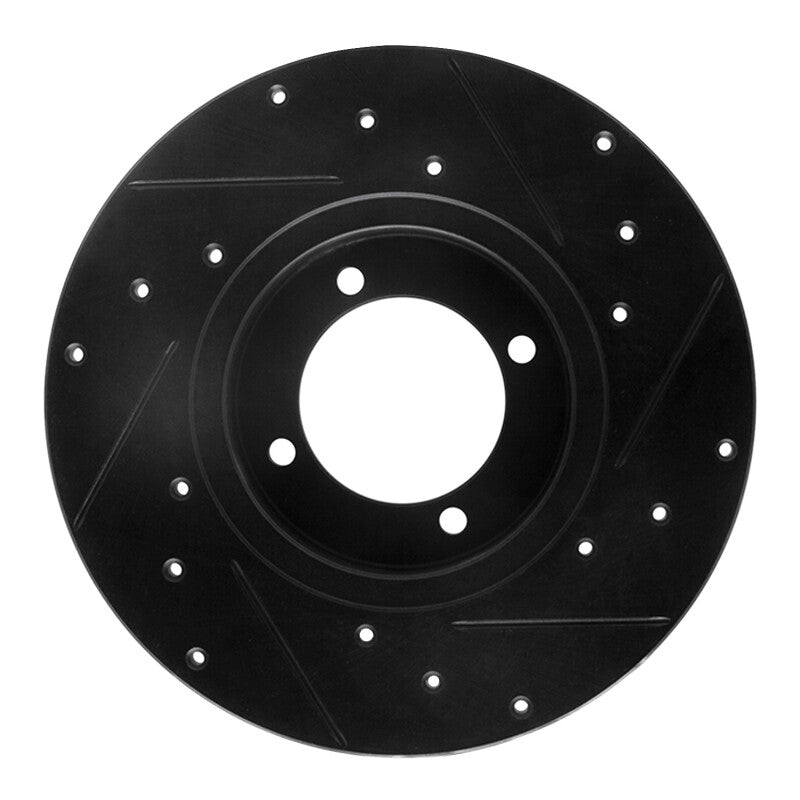 R1 74-78 Nissan 260Z Front Left Drilled & Slotted Black Brake Rotor