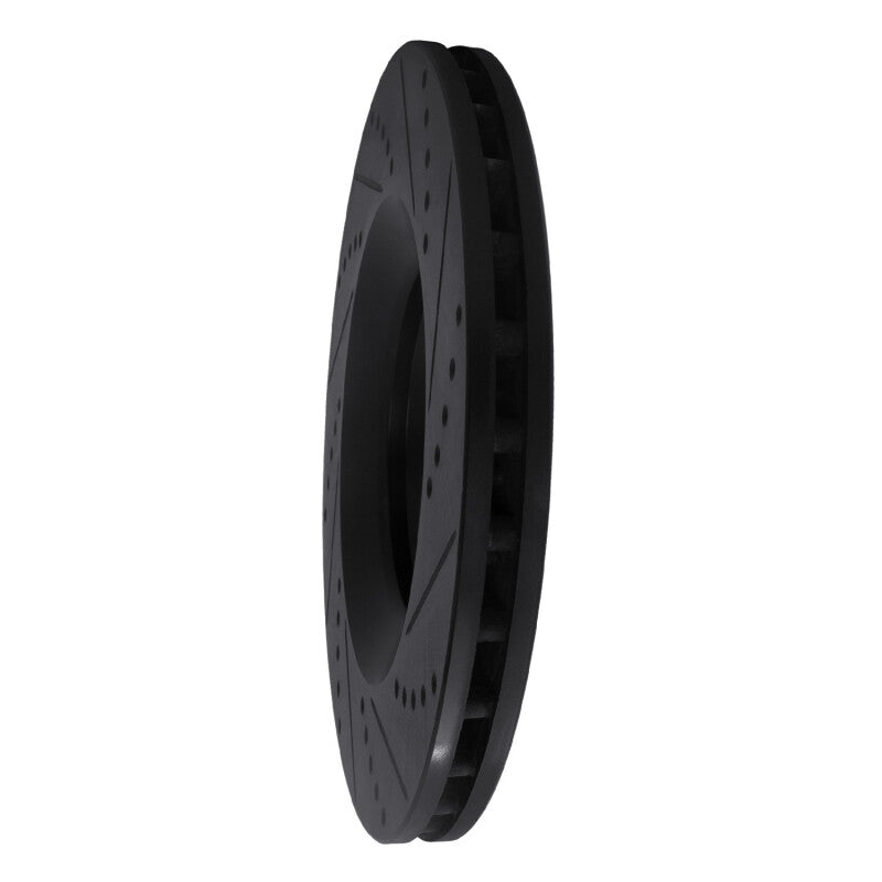 R1 05-11 Audi A6 Quattro Front Left Drilled & Slotted Black Brake Rotor