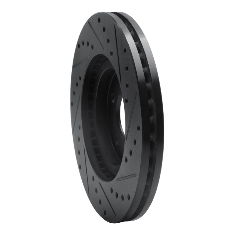 R1 03-09 Chrysler PT Cruiser Front Left Drilled & Slotted Black Brake Rotor