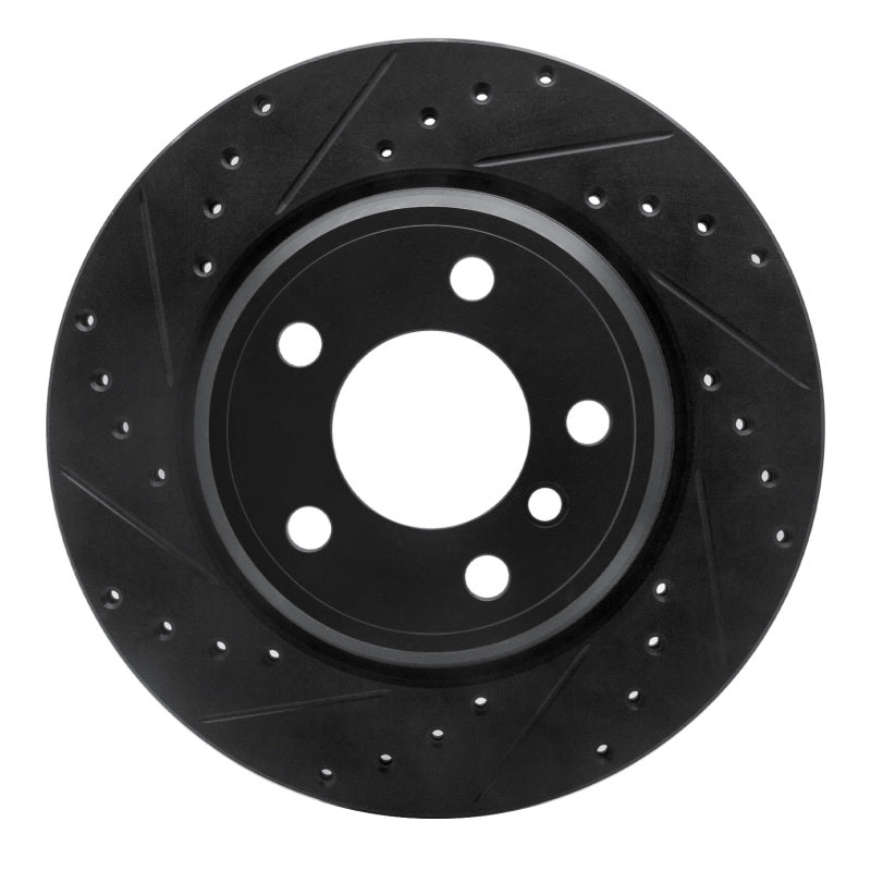 R1 02-06 BMW X5 Rear Left Drilled & Slotted Black Brake Rotor