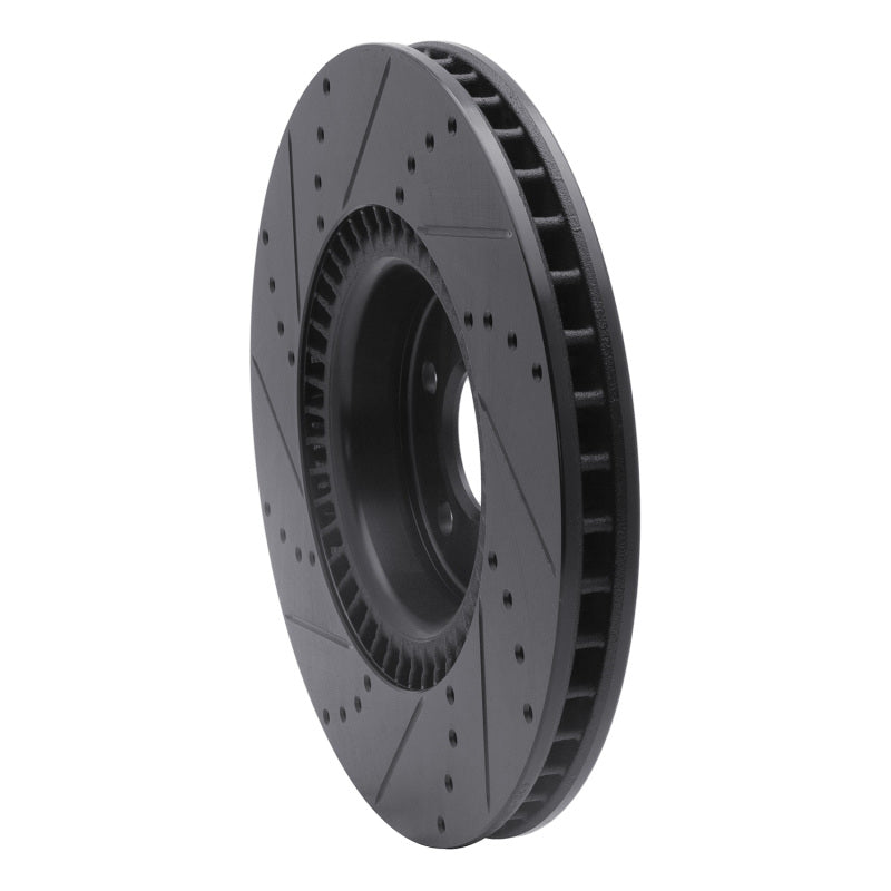 R1 12-18 Audi A8 Front Right Drilled & Slotted Black Brake Rotor