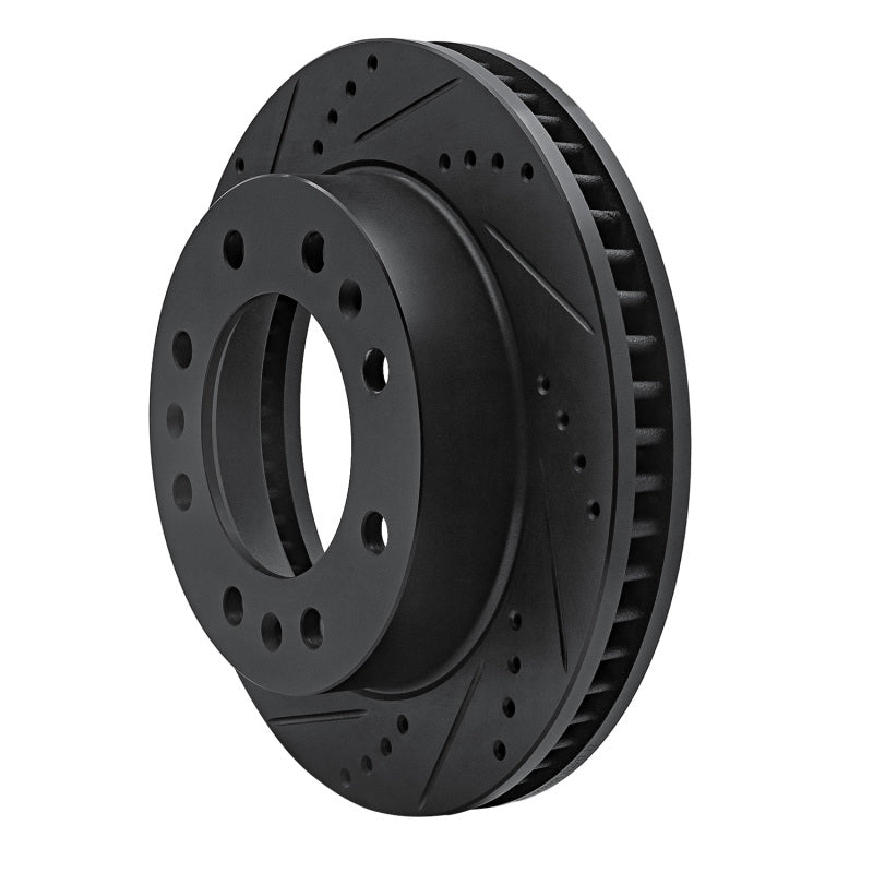 R1 06-11 Cadillac DTS Front Left Drilled & Slotted Black Brake Rotor