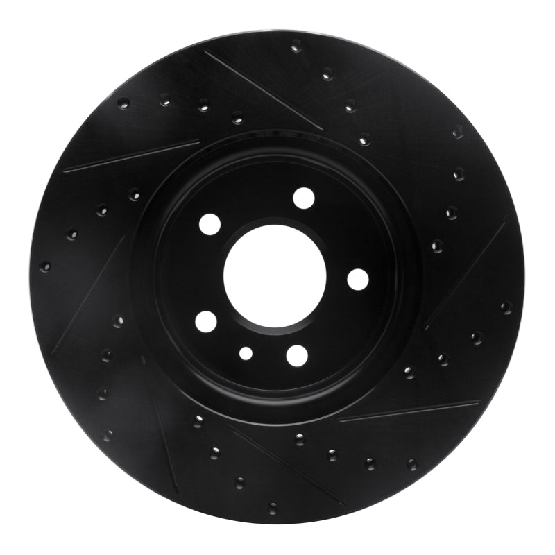 R1 13-25 Cadillac CT4 Front Left Drilled & Slotted Black Brake Rotor