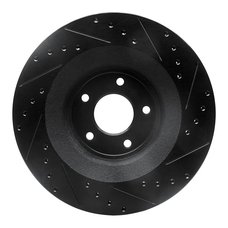 R1 08-14 Chrysler 200 Front Left Drilled & Slotted Black Brake Rotor