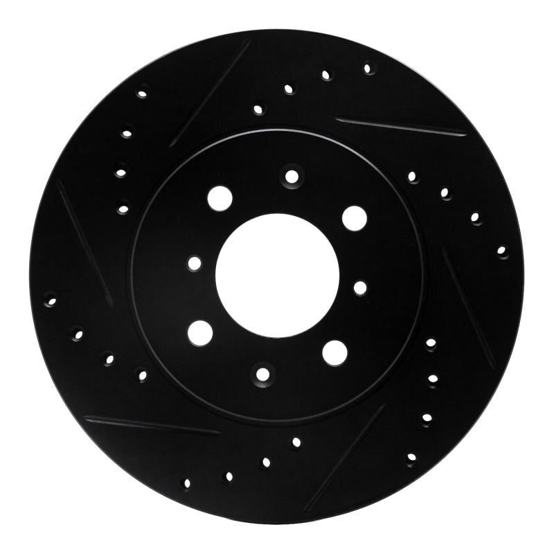 R1 90-17 Acura EL Front Left Drilled & Slotted Black Brake Rotor