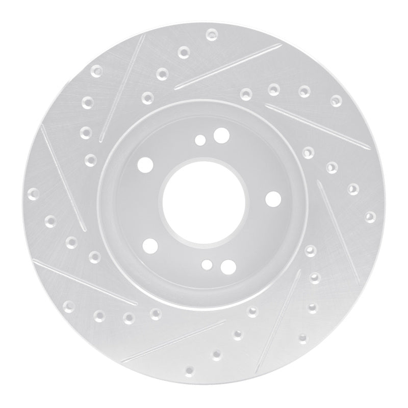 R1 90-97 Infiniti Q45 Front Right Drilled & Slotted Silver Brake Rotor