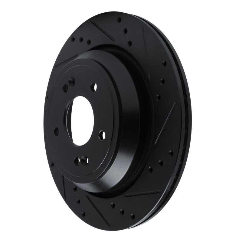 R1 11-17 Hyundai Equus Rear Right Drilled & Slotted Black Brake Rotor