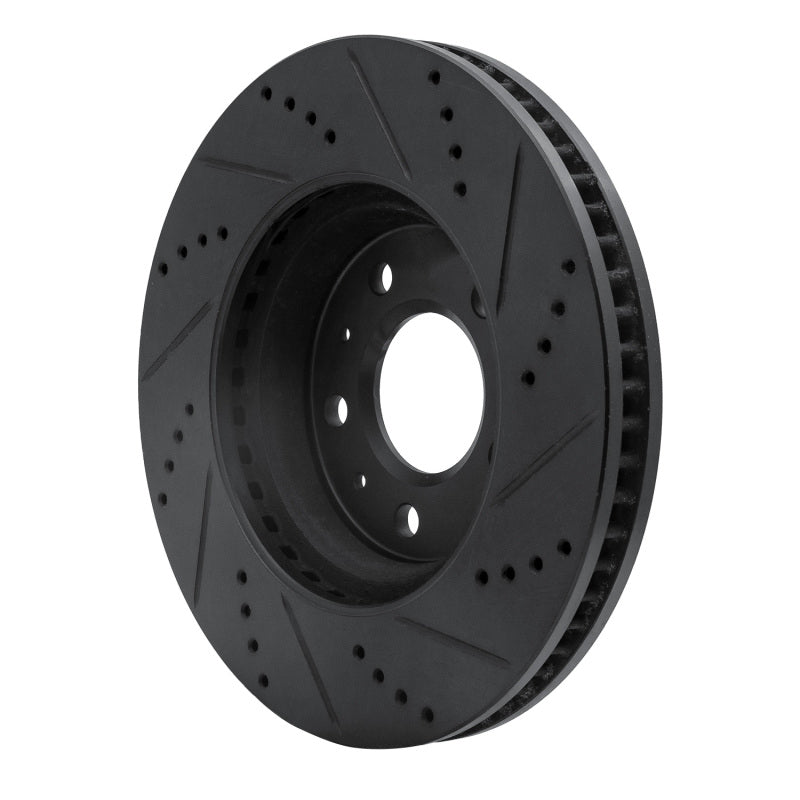 R1 03-08 Cadillac STS Front Left Drilled & Slotted Black Brake Rotor