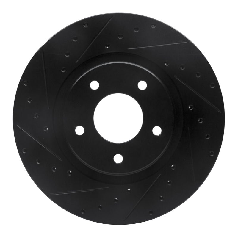 R1 98-06 Jaguar XK8 Front Left Drilled & Slotted Black Brake Rotor