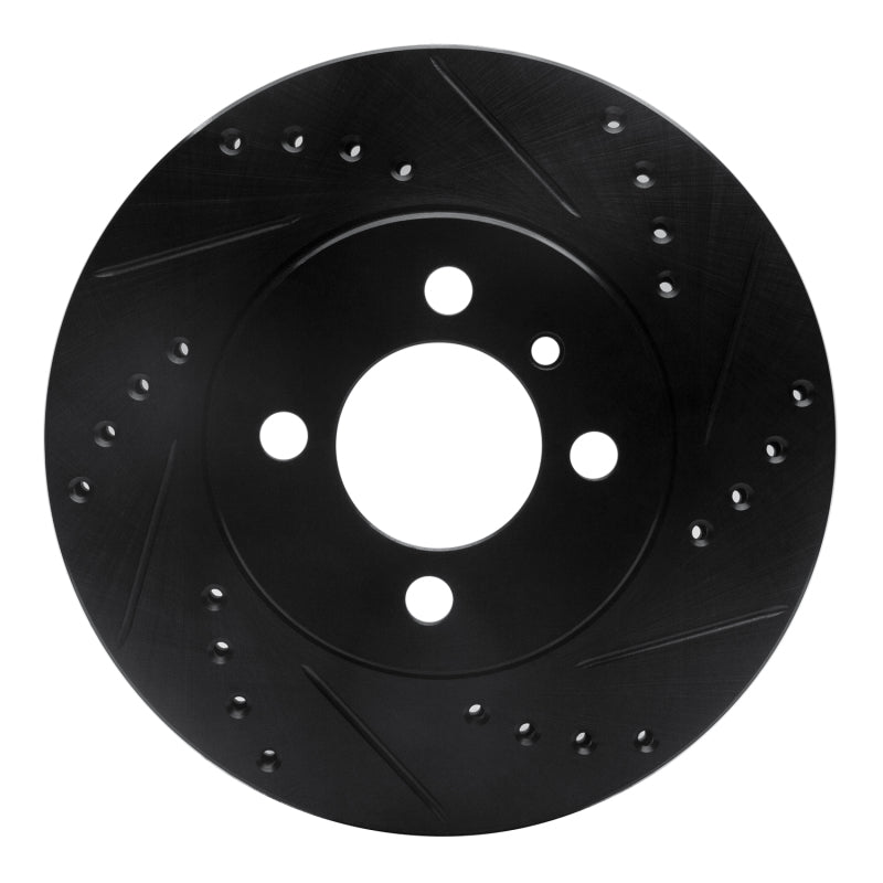 R1 84-91 BMW 325ES Front Right Drilled & Slotted Black Brake Rotor