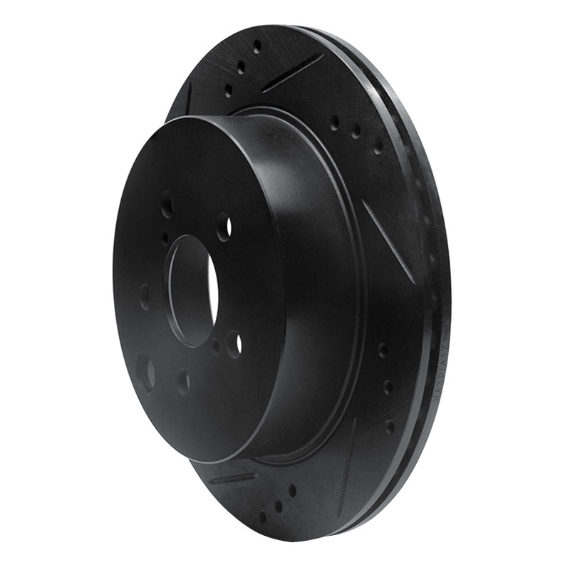 R1 14-18 Subaru Forester Rear Left Drilled & Slotted Black Brake Rotor