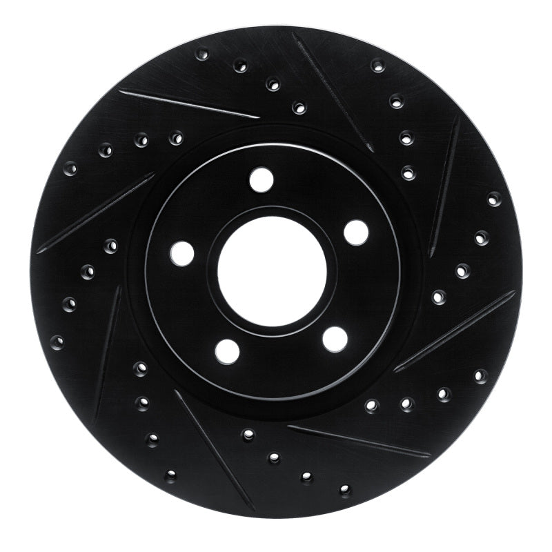 R1 04-19 Ford C-MAX Front Right Drilled & Slotted Black Brake Rotor