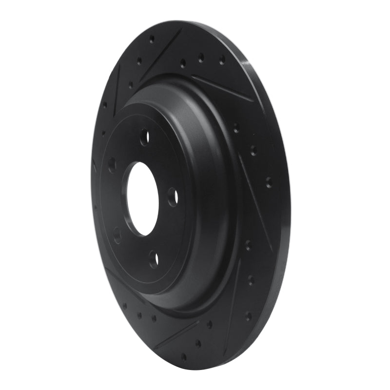 R1 16-25 Ford Escape Rear Left Drilled & Slotted Black Brake Rotor
