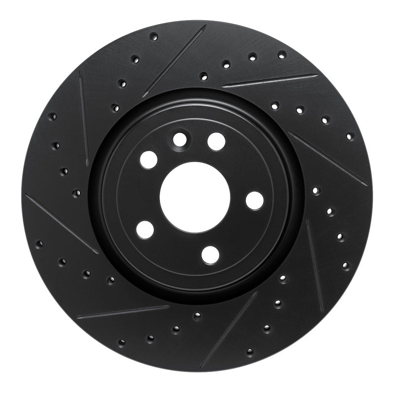 R1 17-19 Jaguar F-Pace Front Left Drilled & Slotted Black Brake Rotor