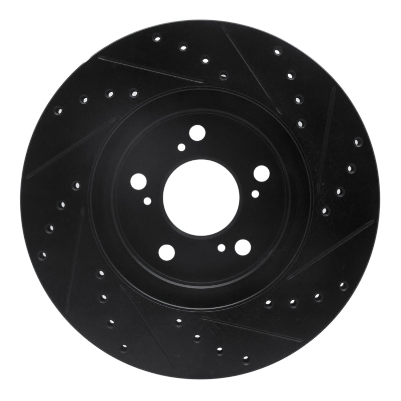 R1 05-12 Acura RL Front Left Drilled & Slotted Black Brake Rotor