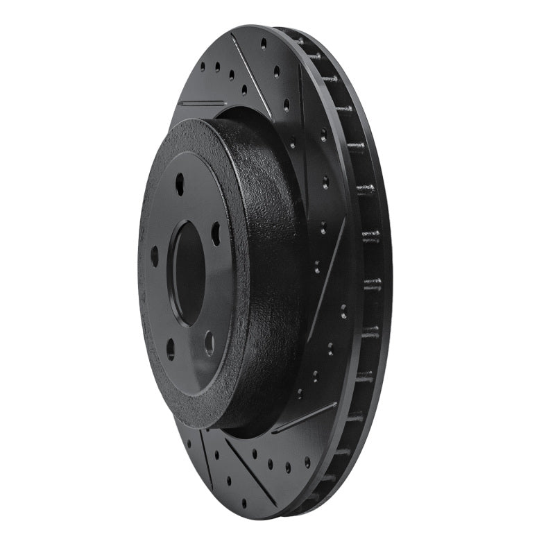 R1 06-10 Jeep Grand Cherokee Rear Right Drilled & Slotted Black Brake Rotor