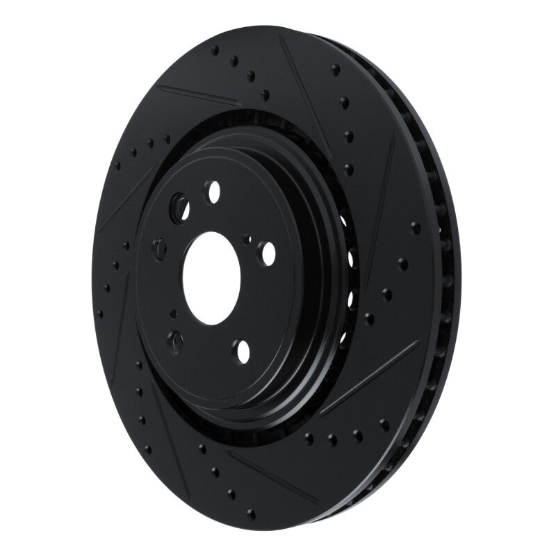R1 20-25 Lexus RX350 Front Right Drilled & Slotted Black Brake Rotor