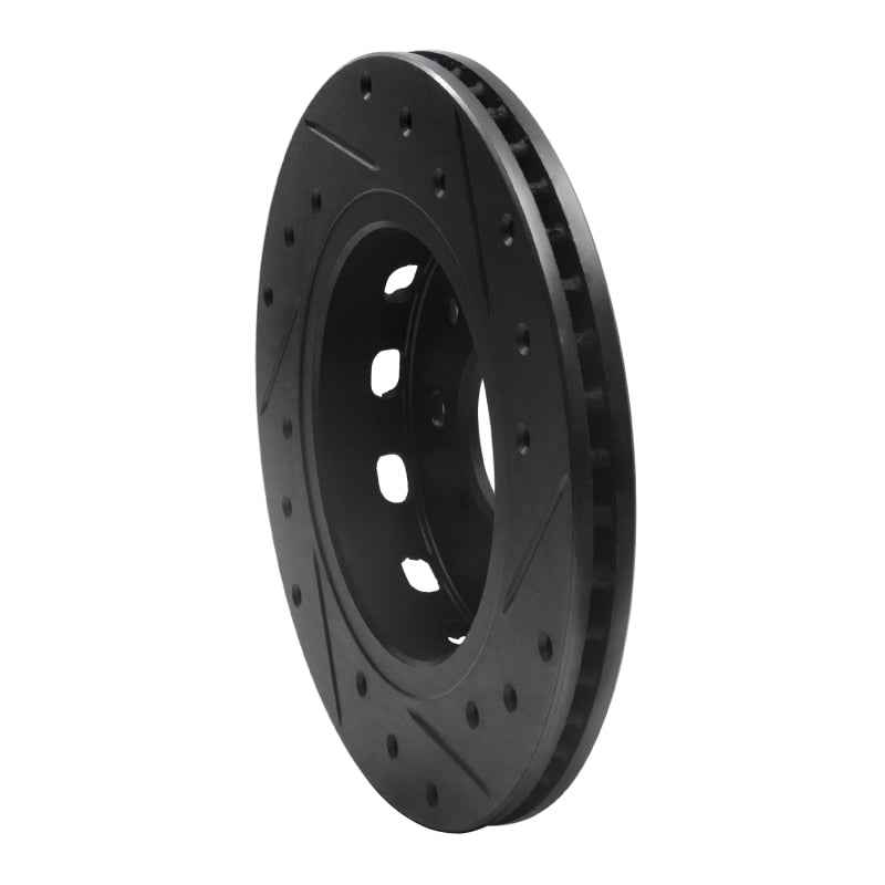 R1 94-00 Kia Sephia Front Left Drilled & Slotted Black Brake Rotor