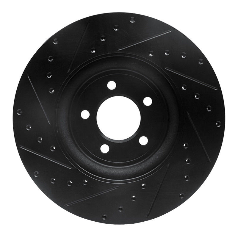 R1 06-10 Jaguar XK Front Right Drilled & Slotted Black Brake Rotor