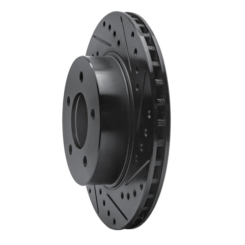 R1 87-90 Dodge Dakota 4WD Front Right Drilled & Slotted Black Brake Rotor