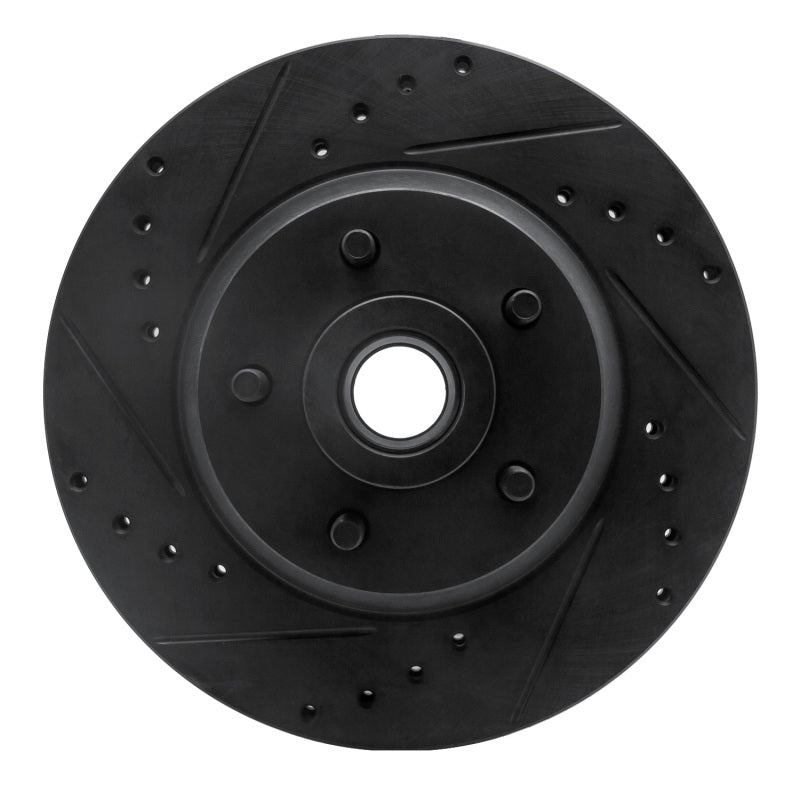 R1 71-81 Chrysler Newport Front Left Drilled & Slotted Black Brake Rotor