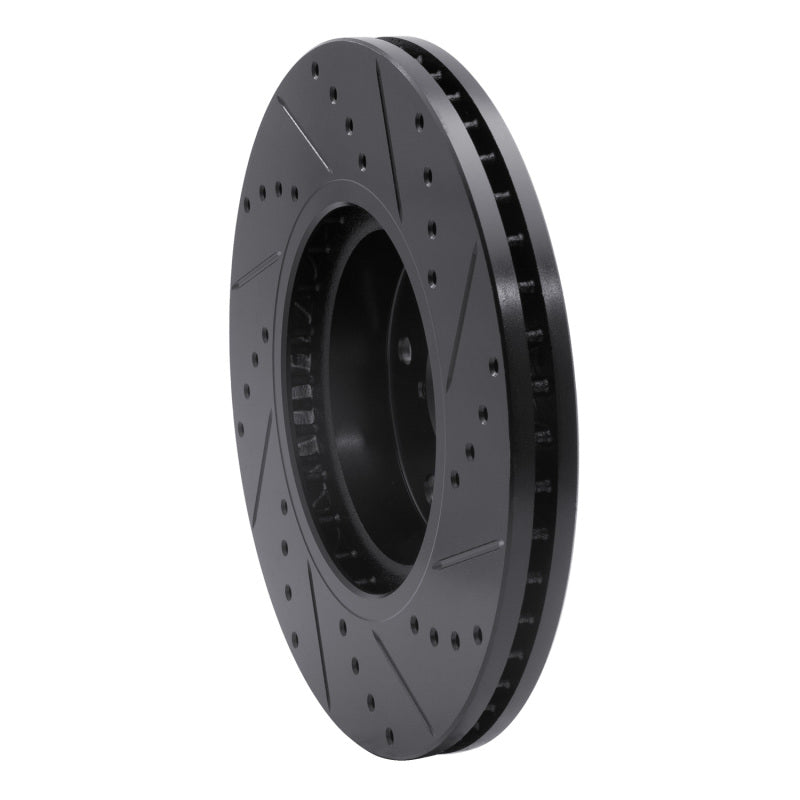 R1 06-21 Subaru Tribeca Front Left Drilled & Slotted Black Brake Rotor