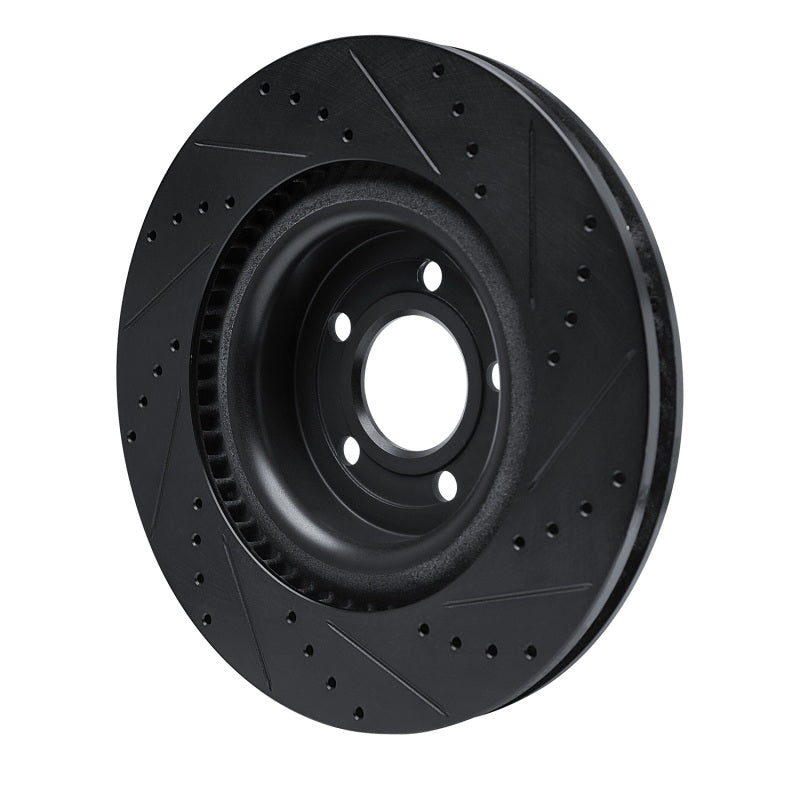 R1 20-25 Ford Explorer Front Left Drilled & Slotted Black Brake Rotor